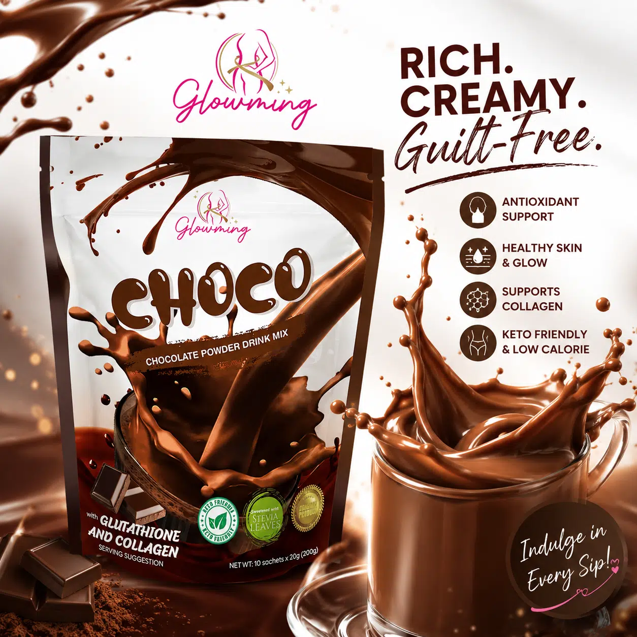 choco drink Glowming Choco Chocolate Powder