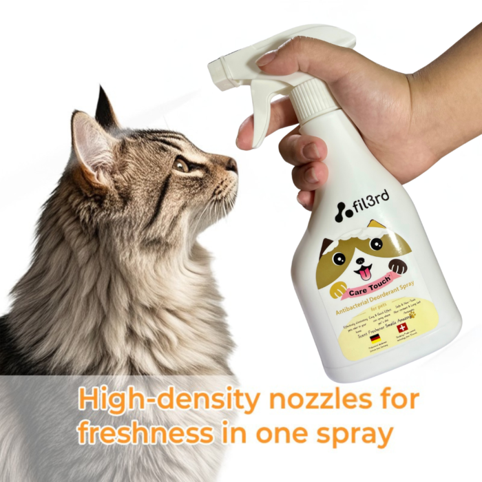 Anti-bacterial pet deodorant spray for dogs and cats – safe odor eliminator